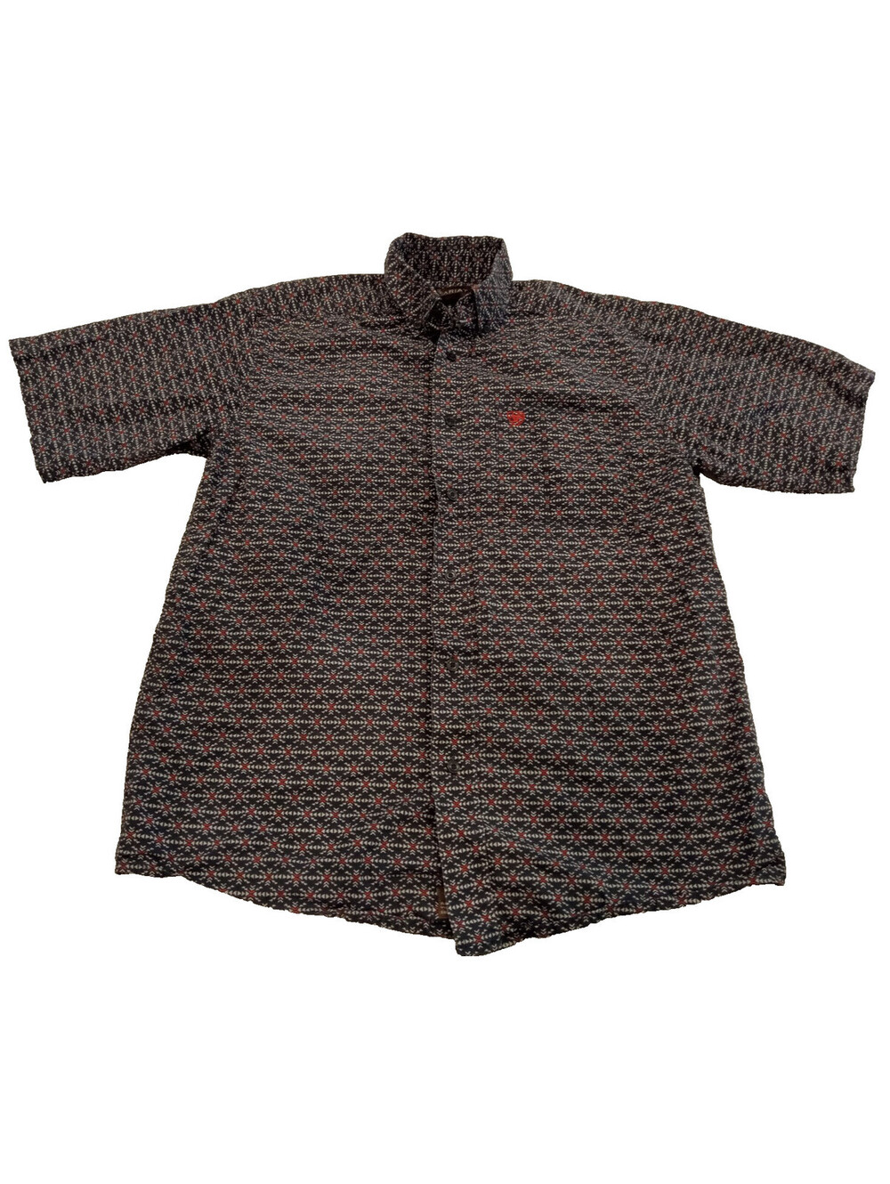 Ariat Shirt Mens Small Navy Blue Geometric Print Western Button Down S